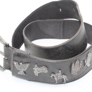 Vintage 80s 90s Patricia Green Black Leather Belt with Multicolor circles Patricia Green | Accessories | Vtg Patricia Green Details  main image 2